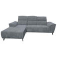 ECKSOFA Dunkelgrau Cord  - Dunkelgrau/Schwarz, KONVENTIONELL, Textil/Metall (196/290cm) - Carryhome