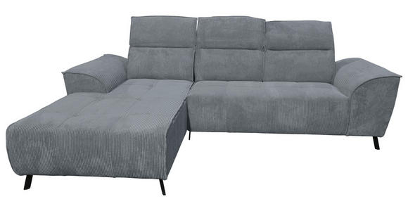 ECKSOFA Dunkelgrau Cord  - Dunkelgrau/Schwarz, KONVENTIONELL, Textil/Metall (196/290cm) - Carryhome