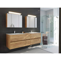 BADEZIMMER 3-teilig  in 190 cm  - Eichefarben/Weiß, Trend, Glas/Holzwerkstoff (190cm) - MID.YOU