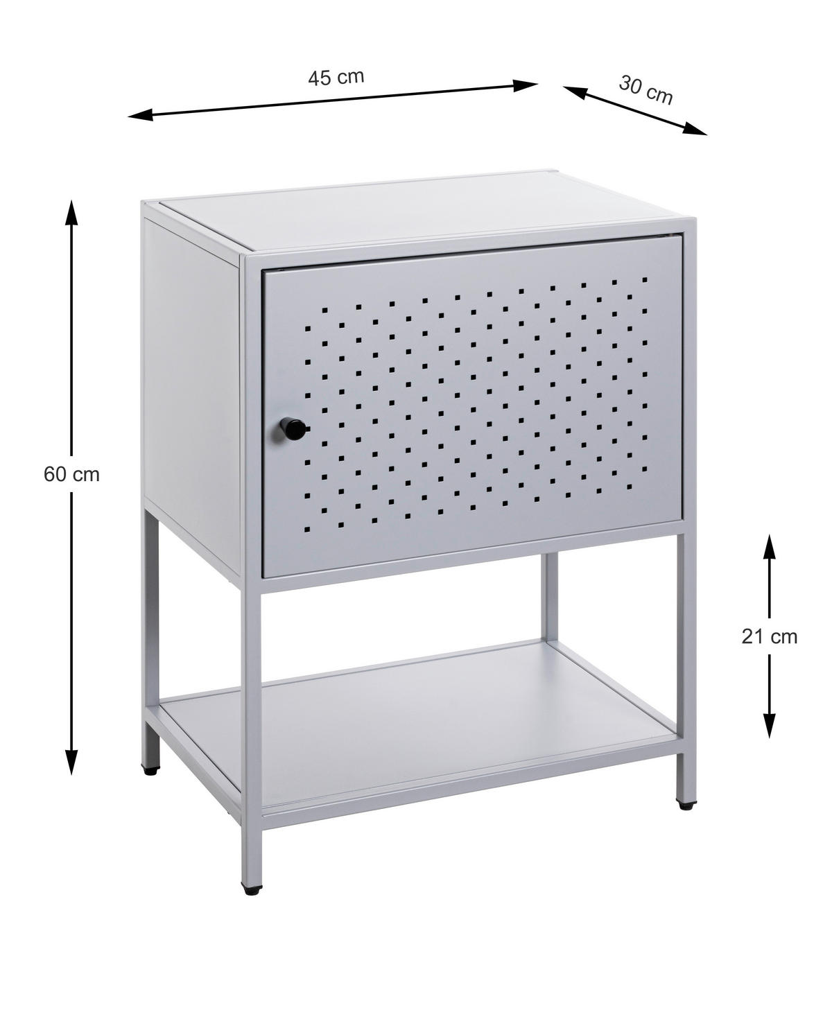 NACHTSCHRANK 45/60/30 cm  - Grau, Design, Metall (45/60/30cm)