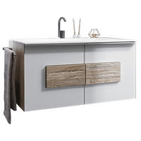 WASCHTISCHKOMBI 96,4 cm  - Eichefarben/Silberfarben, Natur, Glas/Holz (96,4cm) - Voglauer