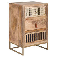 NACHTSCHRANK 40/60/30 cm Mangoholz massiv  - Goldfarben/Braun, MODERN, Leder/Holz (40/60/30cm) - MID.YOU