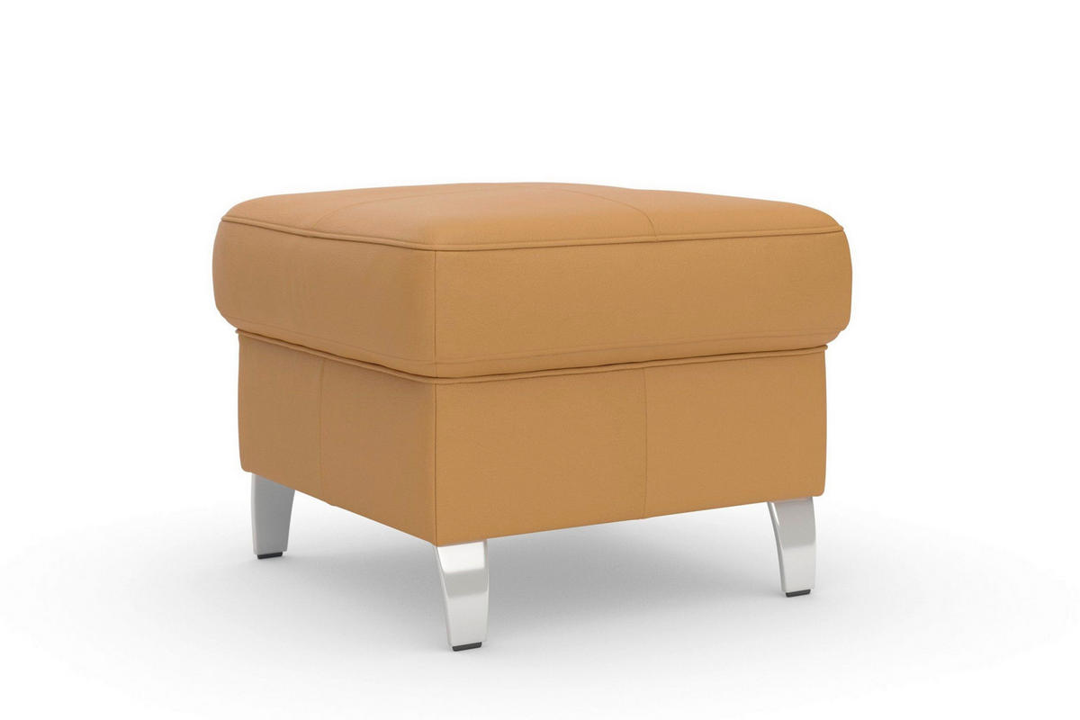 HOCKER ARNGAST E Echtleder Currygelb  - Chromfarben/Currygelb, Basics, Leder/Metall (58/48/58cm) - Sit & More