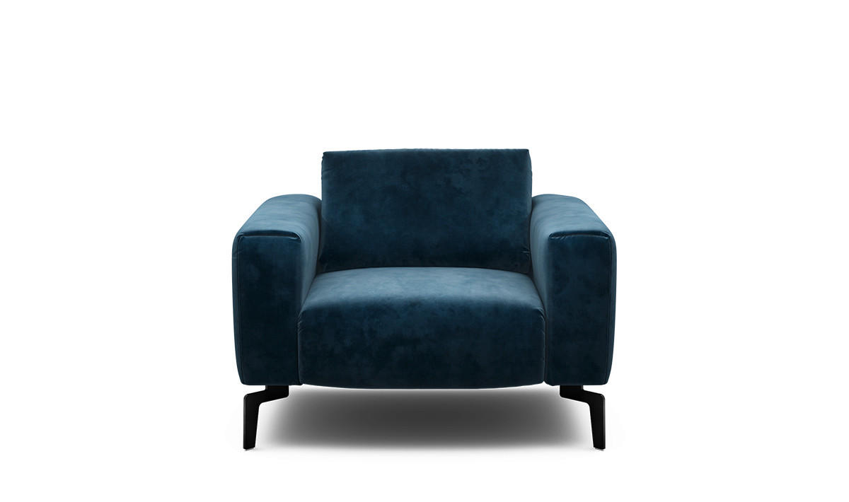 SESSEL Samt Dunkelblau    - Schwarz/Dunkelblau, Design, Textil/Metall (110/85/86-94cm) - SENSOO