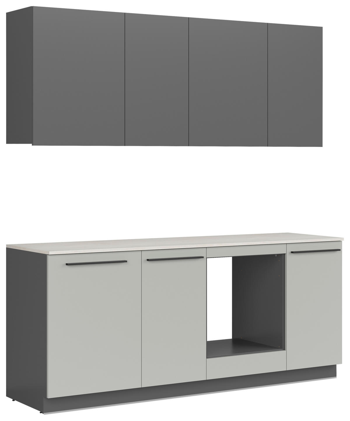 KÜCHENBLOCK 210 cm   in Graphitfarben, Grau  - Schwarz/Graphitfarben, Basics, Holzwerkstoff/Kunststoff (210cm) - Visiona