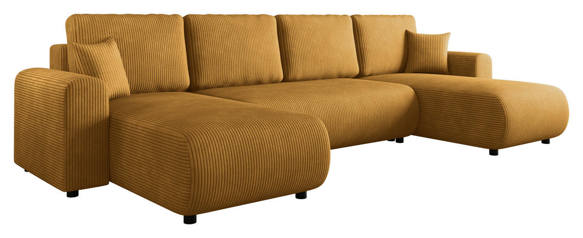 WOHNLANDSCHAFT Cord  - Schwarz, KONVENTIONELL, Textil (152/318/152cm) - Xora