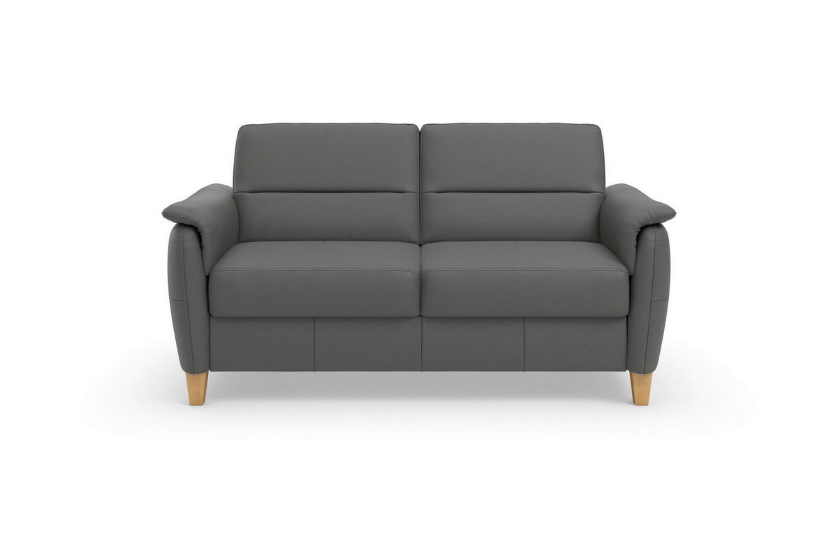 3-SITZER-SOFA PALMERA E Echtleder Mokka  - Eichefarben/Mokka, Basics, Leder/Holz (179/89/89cm) - Sit & More