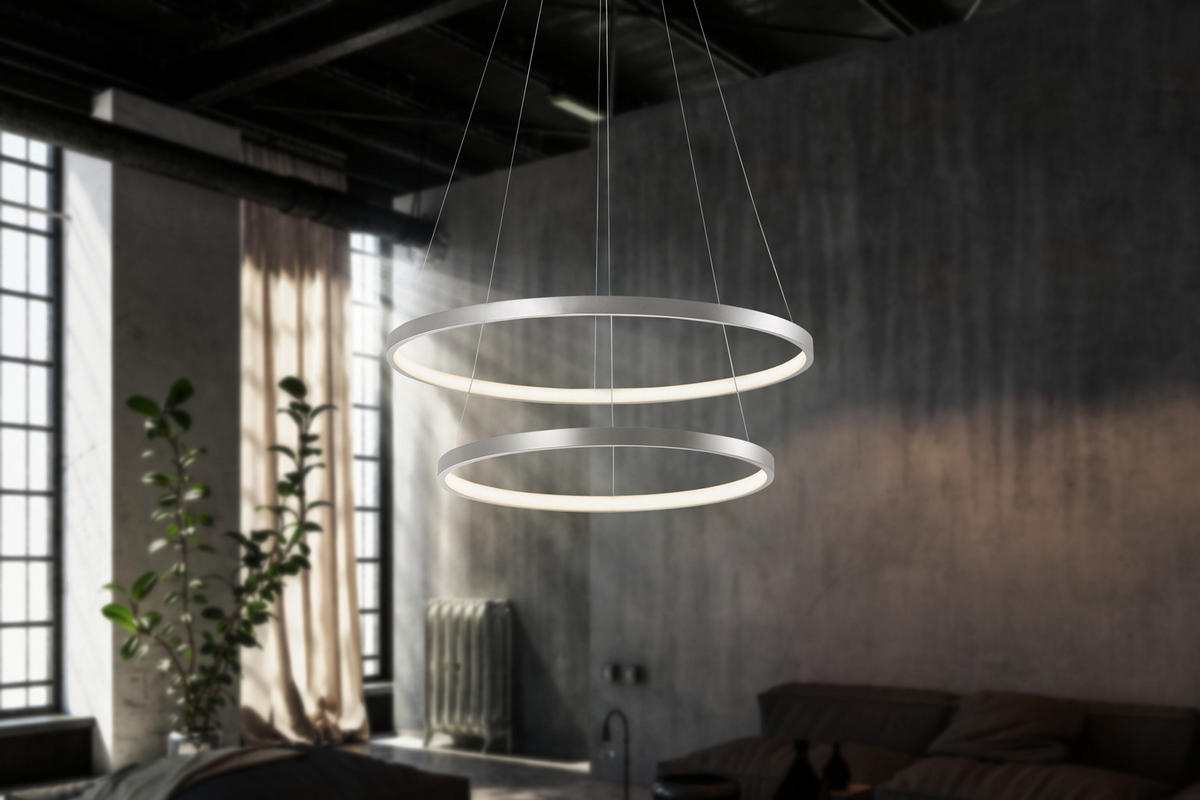LUSTRĂ LED 50/50/120 cm  - argintiu, Design, plastic/metal (50/50/120cm)