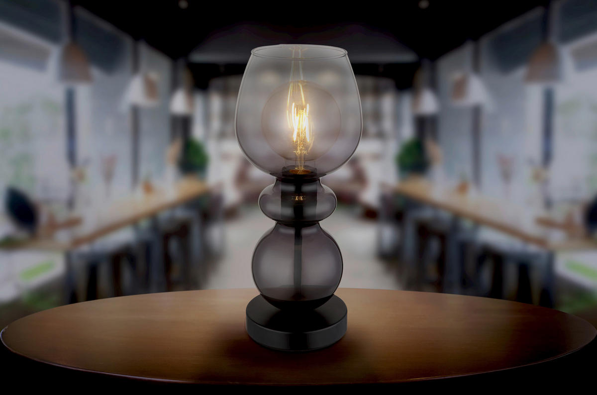 TISCHLEUCHTE - Klar/Schwarz, Basics, Glas/Kunststoff (15/34,4cm) - Globo