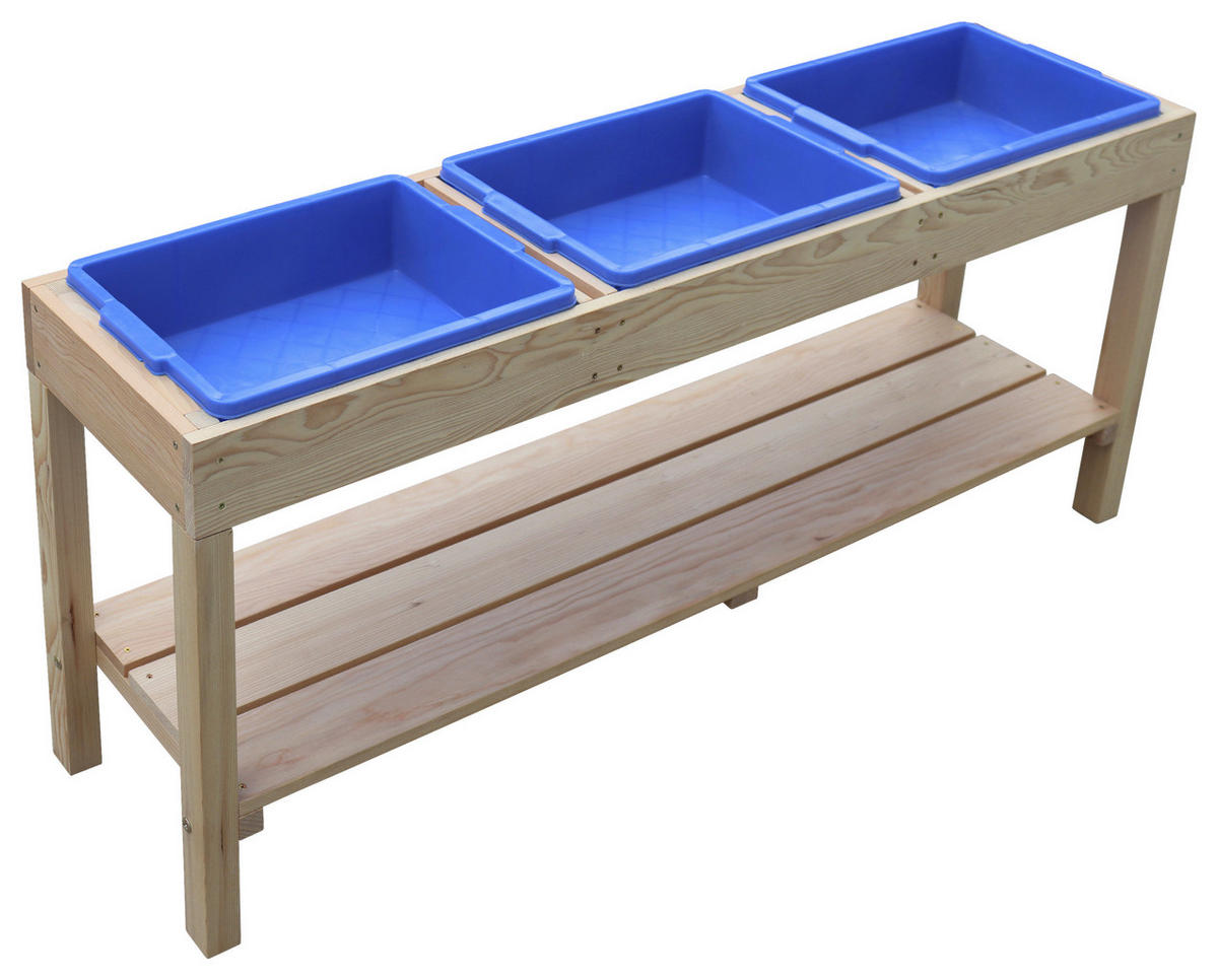 SAND- UND WASSERTISCH  - Blau/Braun, KONVENTIONELL, Holz/Kunststoff (124/50/27cm) - Ambia Garden