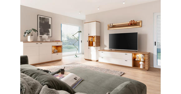 VITRINE in furniert Wildeiche Weiß, Wildeiche - Wildeiche/Anthrazit, Design, Glas/Holz (80/202/37cm) - Novel
