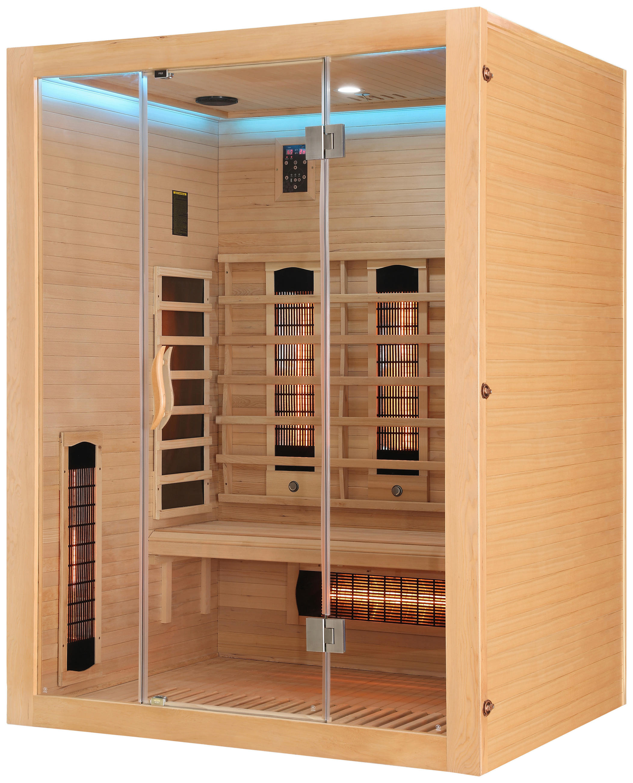 INFRAROTKABINE für 3 Personen OPEN  - Naturfarben, KONVENTIONELL, Holz (150/120/200cm) - Sanotechnik