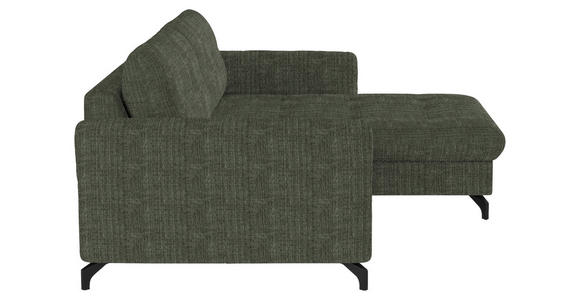 ECKSOFA in Flachgewebe, Leinenoptik Grün  - Schwarz/Grün, Design, Textil/Metall (242/170cm) - Xora