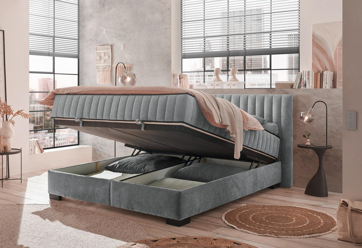 LIT COFFRE 180/200 cm  in Anthrazit  - noir/anthracite, Modern, textile/matière synthétique (180/200cm) - MID.YOU