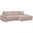 ECKSOFA in Cord Rosa  - Schwarz/Rosa, MODERN, Kunststoff/Textil (300/180cm) - Carryhome