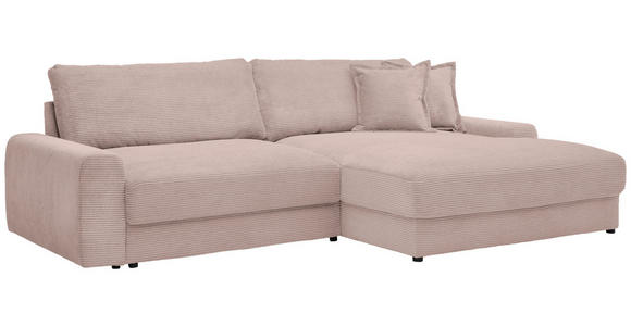 ECKSOFA in Cord Rosa  - Schwarz/Rosa, MODERN, Kunststoff/Textil (300/180cm) - Carryhome