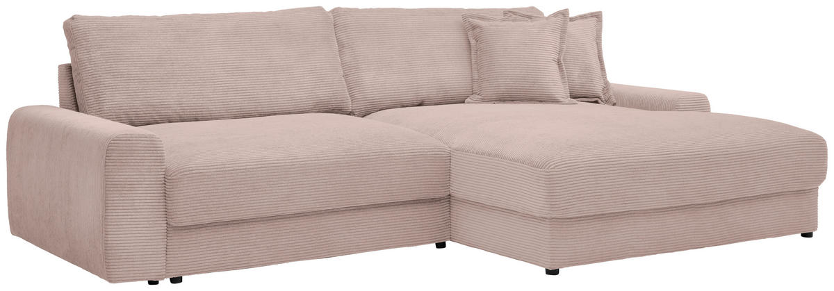 ECKSOFA in Cord Rosa  300/180 cm  - Schwarz/Rosa, MODERN, Kunststoff/Textil (300/180cm) - Carryhome