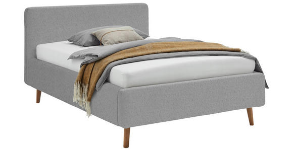 POLSTERBETT 140/200 cm,  in Grau, Lattenrost, Bettkasten,  - Eichefarben/Birkefarben, Design, Holz/Textil (140/200cm) - Xora