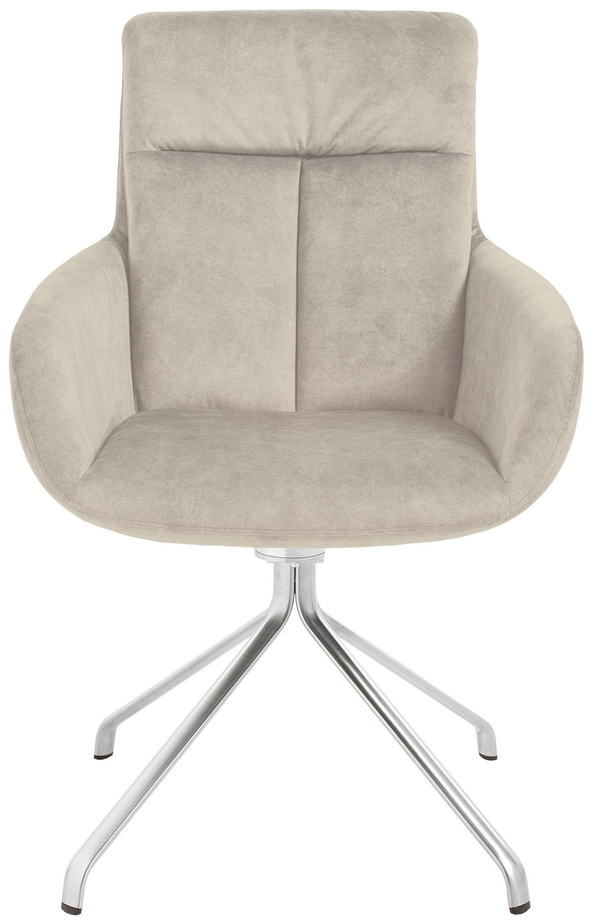 ARMLEHNSTUHL drehbar  in Edelstahl Velours  - Sandfarben/Edelstahlfarben, Design, Textil/Metall (61/90/64cm) - Venjakob