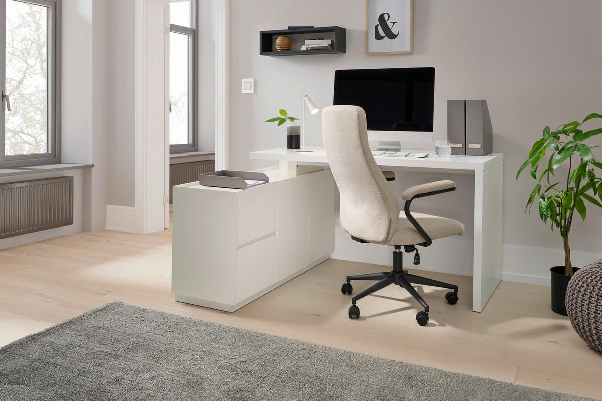 KOTNA PISALNA MIZA leseni material bela  - bela, Moderno, leseni material (150/76/120cm) - Livetastic