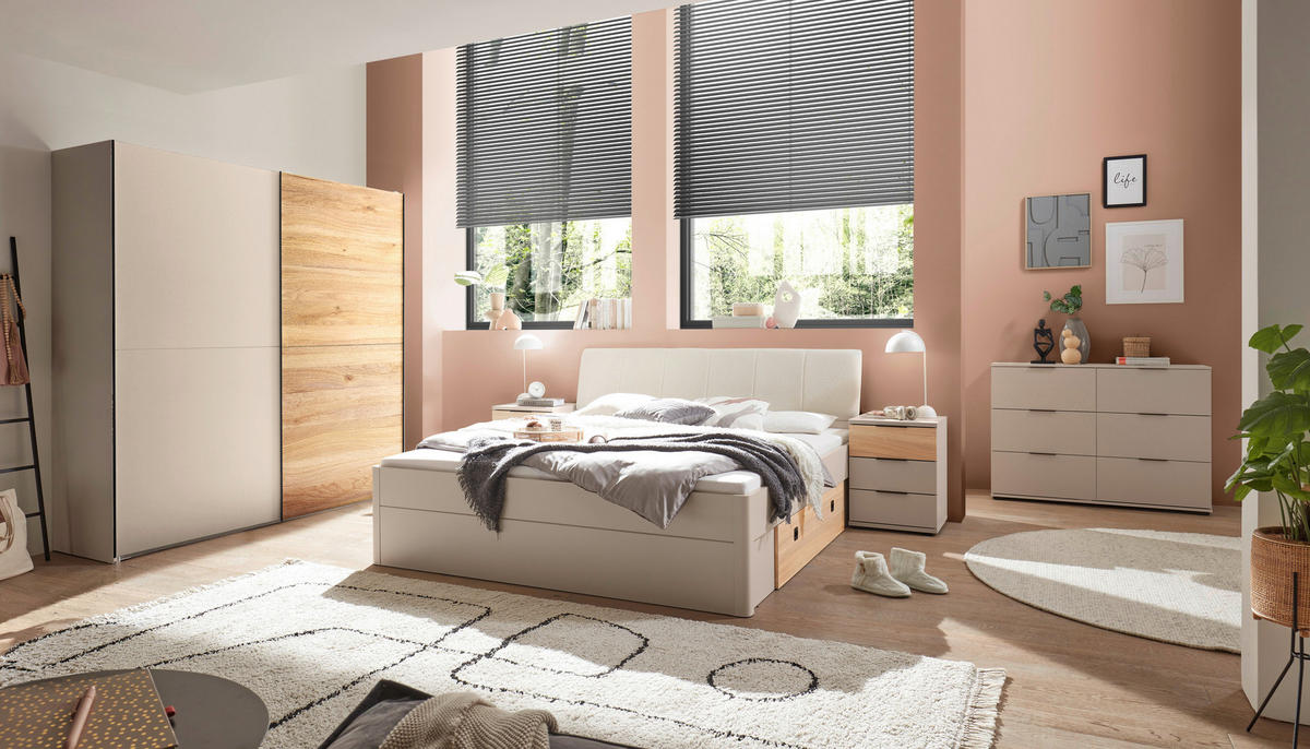 SCHWEBETÜRENSCHRANK 215/210/60 cm 2-türig Eichefarben, Kaschmir  - Kaschmir/Eichefarben, Trend, Holzwerkstoff/Metall (215/210/60cm) - Boxxx