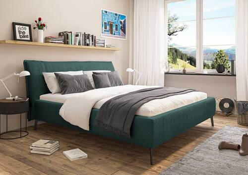 POLSTERBETT 160/200 cm  in Waldgrün  - Waldgrün/Schwarz, Design, Textil/Metall (160/200cm) - Lomoco