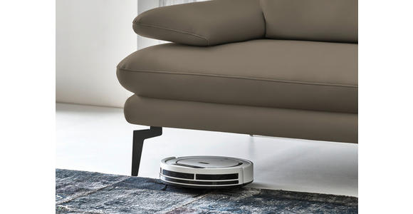 2,5-SITZER  in Echtleder Greige   - Greige/Schwarz, Design, Leder/Metall (196/86/104cm) - Dieter Knoll