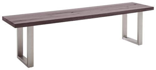 SITTBÄNK i trä, metall ekfärgad, stålfärgad  - stålfärgad/ekfärgad, Design, metall/trä (220/50/40cm) - MID.YOU