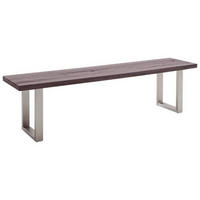 SITZBANK in Holz, Metall Eichefarben, Edelstahlfarben  - Edelstahlfarben/Eichefarben, Design, Holz/Metall (220/50/40cm) - MID.YOU
