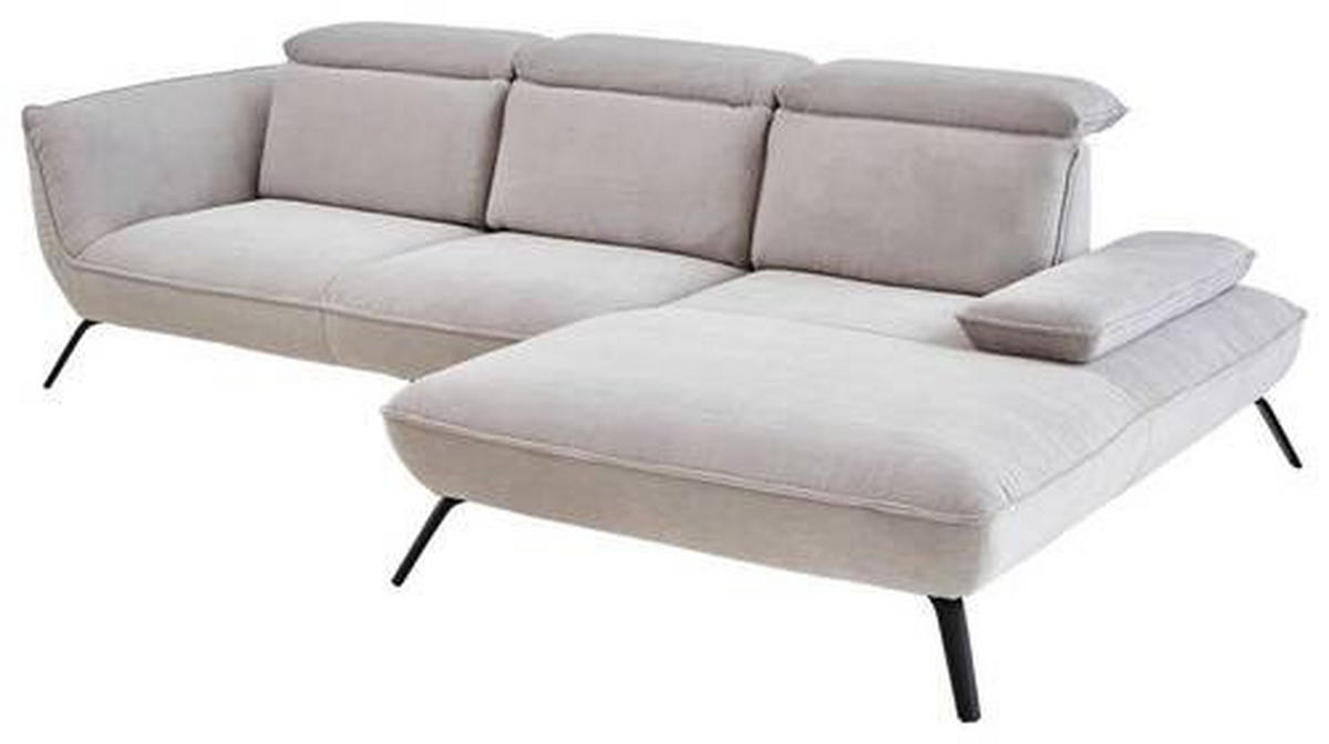 ECKSOFA in Cord Hellgrau  - Hellgrau/Schwarz, Design, Textil/Metall (301/202cm) - Moderano