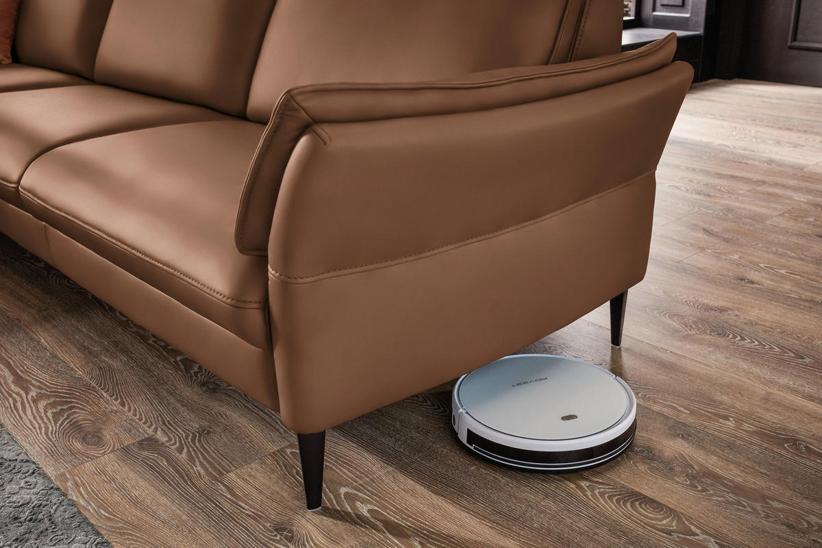 ECKSOFA in Echtleder Braun  - Schwarz/Braun, Design, Leder/Metall (172/334cm) - Hukla