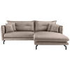 ECKSOFA in Lederlook Beige  - Beige/Schwarz, Modern, Textil/Metall (255/180cm) - Livetastic