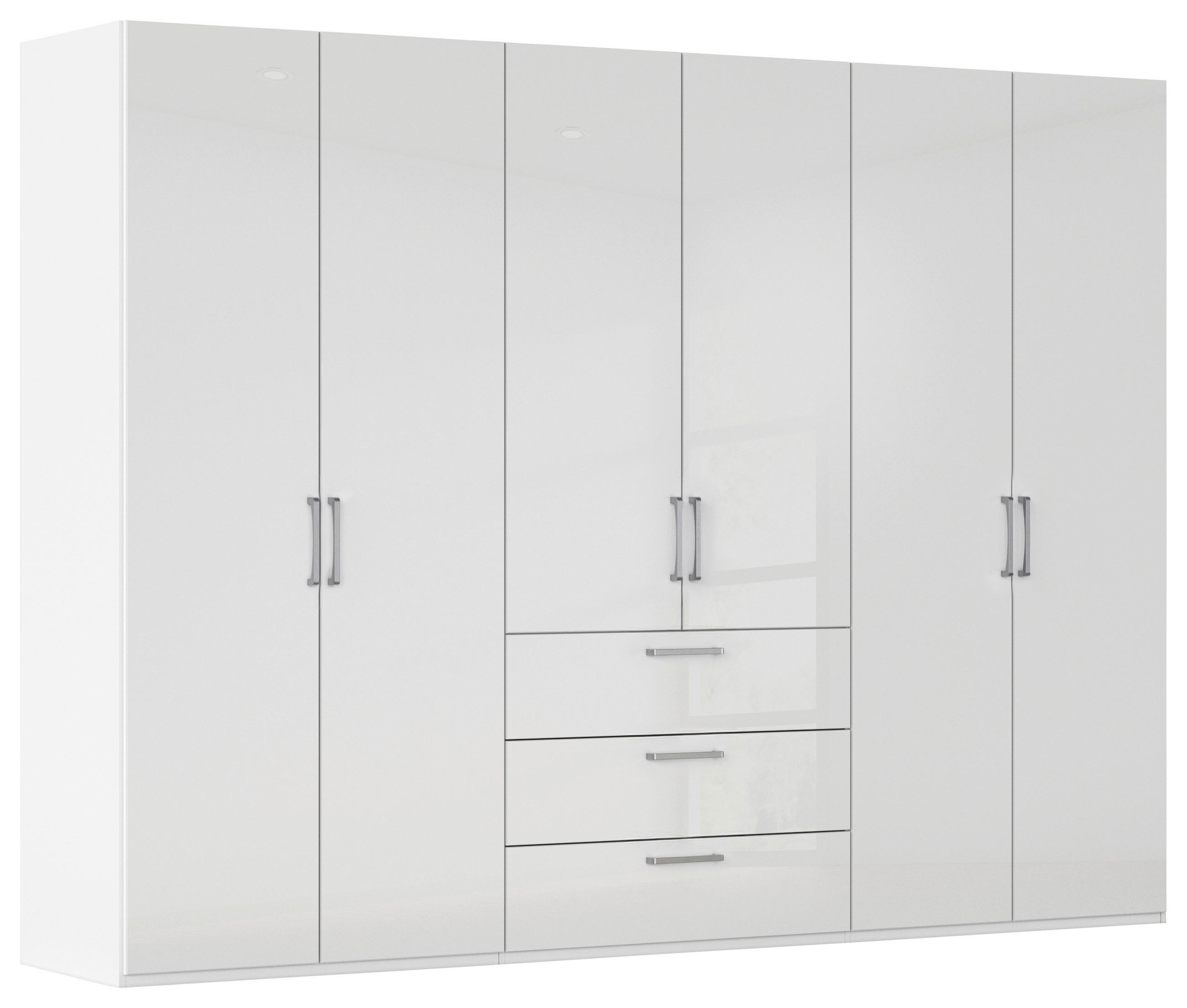 DREHTÜRENSCHRANK Weiss, Weiss Hochglanz  - Weiss Hochglanz/Weiss, Basics, Holzwerkstoff/Metall (301/223/61cm) - Novel