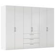 DREHTÜRENSCHRANK 301/223/61 cm,  in Weiß, Weiß Hochglanz, 6-türig  - Edelstahlfarben/Weiß Hochglanz, Basics, Holzwerkstoff/Metall (301/223/61cm) - Novel