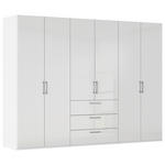 DREHTÜRENSCHRANK 301/223/61 cm,  in Weiß, Weiß Hochglanz, 6-türig  - Edelstahlfarben/Weiß Hochglanz, Basics, Holzwerkstoff/Metall (301/223/61cm) - Novel