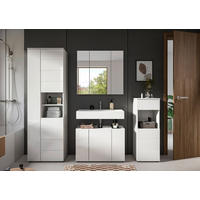 BADEZIMMER 4-teilig  in 180 cm  - Weiß Hochglanz/Schwarz, MODERN, Holzwerkstoff/Kunststoff (180cm) - MID.YOU