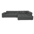 ECKSOFA  in Velours Grau  317/213 cm  - Schwarz/Grau, Design, Kunststoff/Textil (317/213cm) - Hom`in