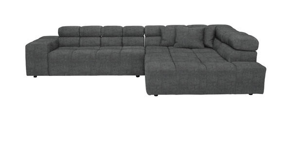 ECKSOFA  in Velours Grau  317/213 cm  - Schwarz/Grau, Design, Kunststoff/Textil (317/213cm) - Hom`in