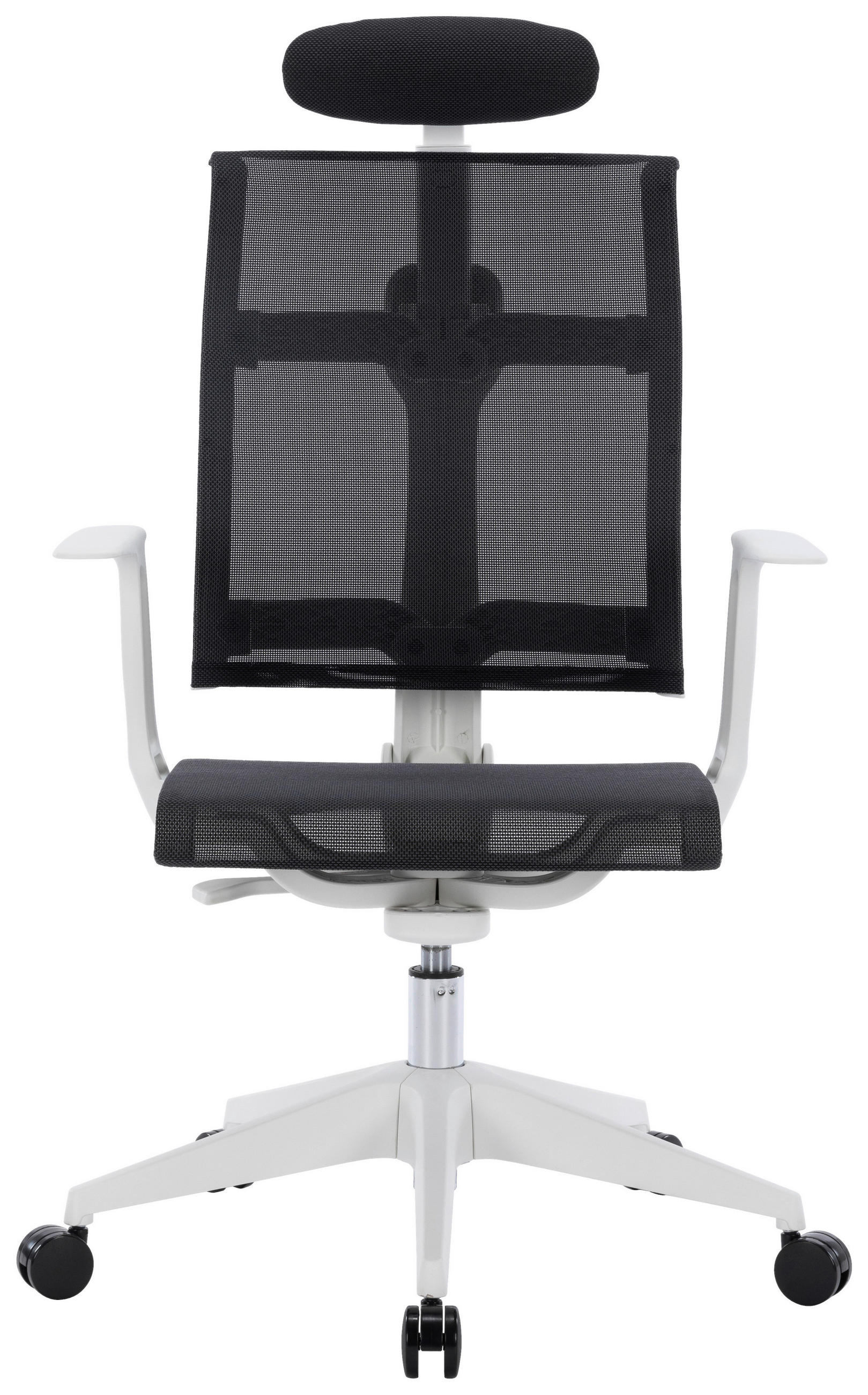 Thumbnail - Boxxx Drehstuhl, Schwarz, Weiß, Metall, Kunststoff, Textil, Drehkreuz, 64x108-117.5x64 cm, Sitzfläche 360° drehbar, inkl...