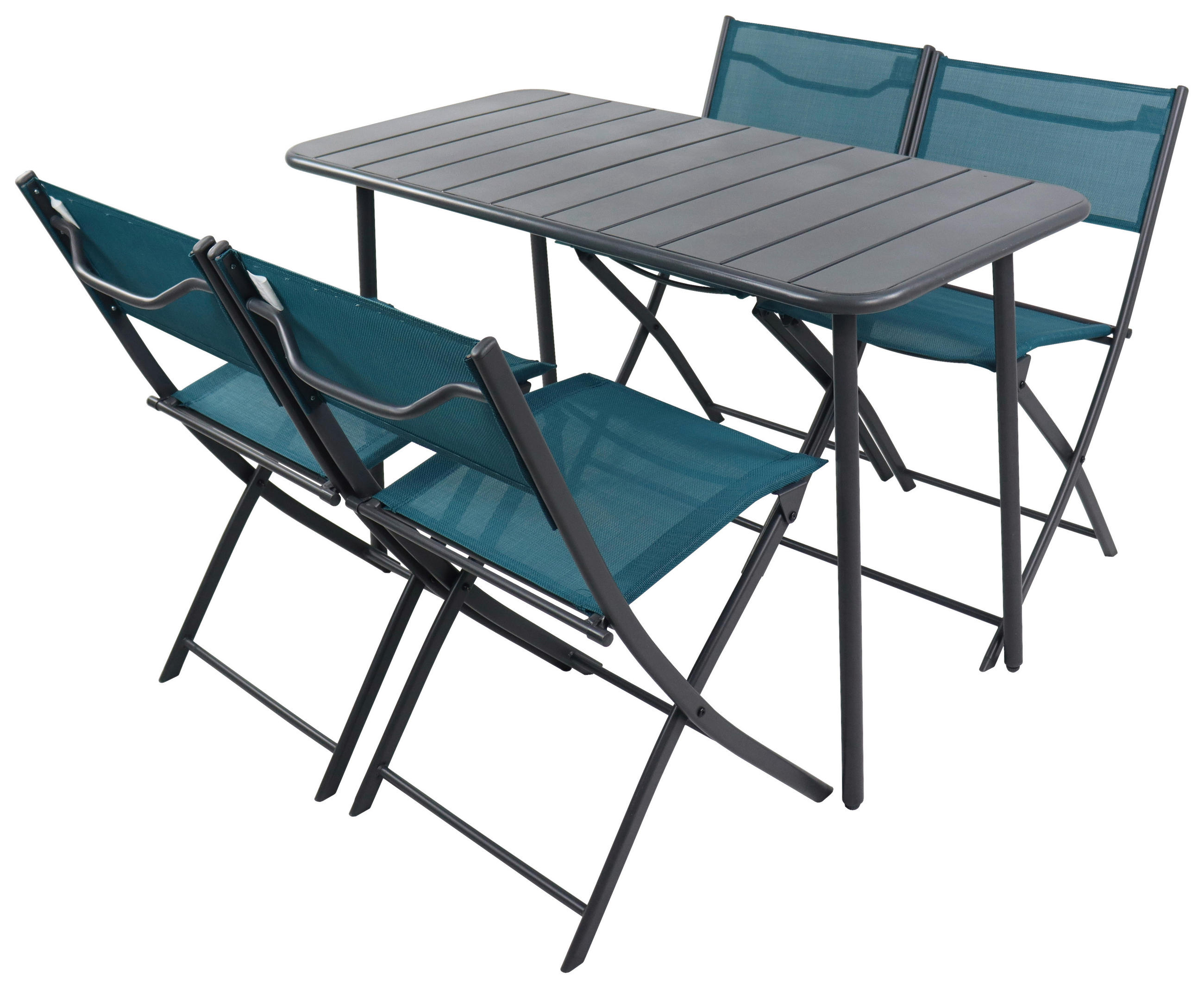 GARTENMÖBEL-SET Stahl  - Türkis/Schwarz, Modern, Kunststoff/Textil - Ambia Garden