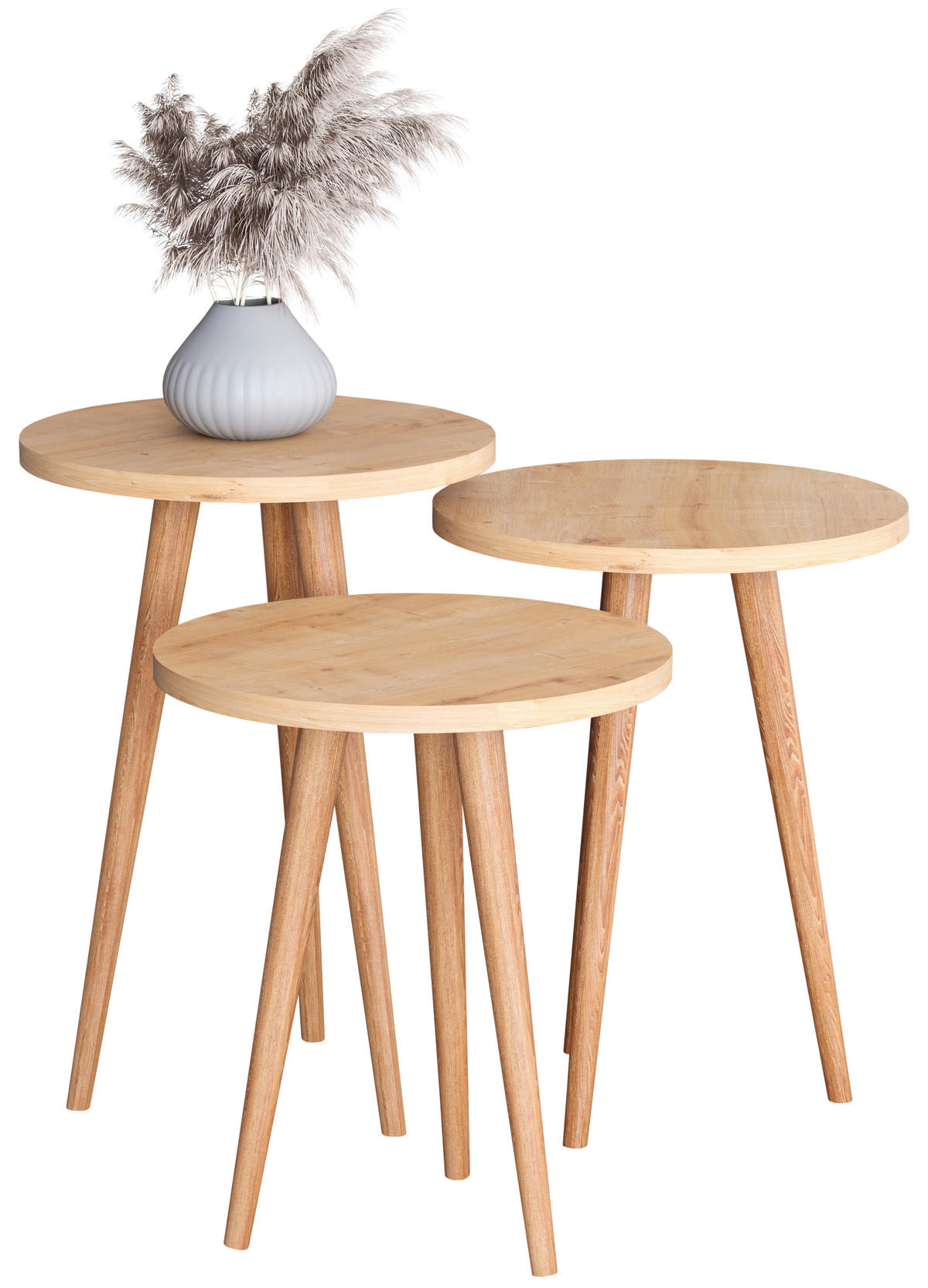 BEISTELLTISCHSET in Holzwerkstoff 34/34/42-47-52 cm  - Honigeiche, Design, Holzwerkstoff (34/34/42-47-52cm) - MID.YOU