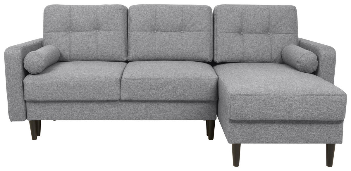 ECKSOFA in Flachgewebe Dunkelgrau  - Dunkelgrau/Schwarz, Konventionell, Holz/Textil (223/157cm) - MID.YOU