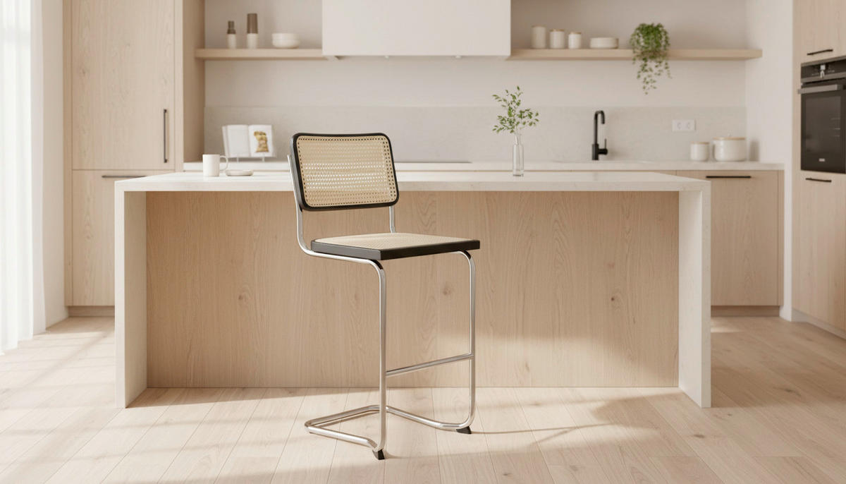 BARHOCKER in Creme, Schwarz, Chromfarben  - Chromfarben/Creme, MODERN, Holz (48/110/56cm) - Livetastic