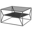 COUCHTISCH Rauchglas, ESG, Klarglas 75/75/43 cm quadratisch Grau, Schwarz  - Schwarz/Grau, Design, Glas/Metall (75/75/43cm) - Carryhome