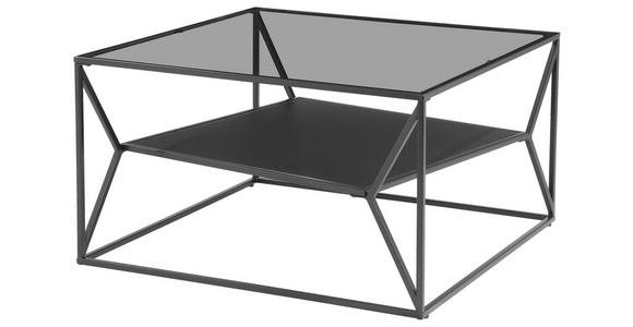 COUCHTISCH Rauchglas, ESG, Klarglas 75/75/43 cm quadratisch Grau, Schwarz  - Schwarz/Grau, Design, Glas/Metall (75/75/43cm) - Carryhome