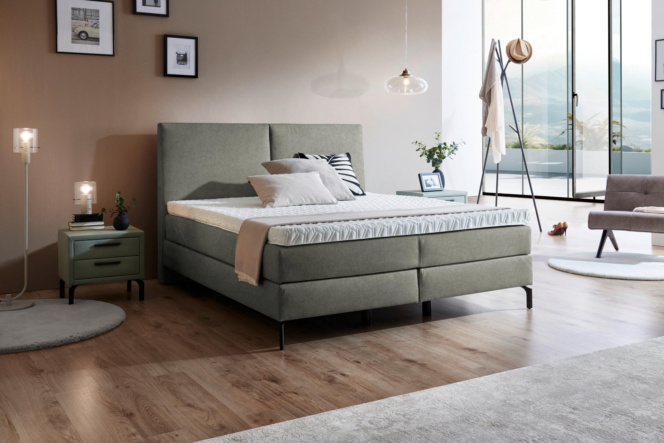BOXSPRINGBETT 200/200 cm  in Grau  - Schwarz/Grau, Konventionell, Textil/Metall (200/200cm) - Dieter Knoll