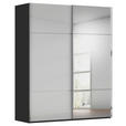 SCHWEBETÜRENSCHRANK 181/223/68 cm 2-türig Grau, Schwarz  - Chromfarben/Schwarz, KONVENTIONELL, Glas/Holzwerkstoff (181/223/68cm) - Novel