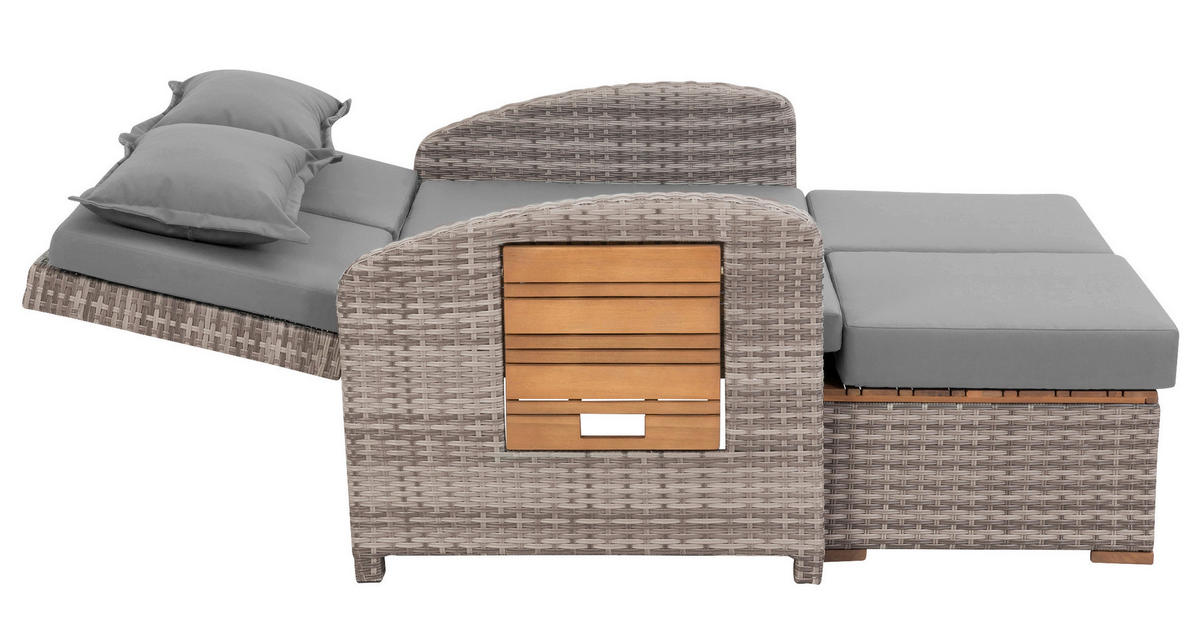 LOUNGEGARNITUR   117/93/74 cm Teakholz Stahl  - Grau, Basics, Holz/Textil (117/93/74cm) - Gardenson