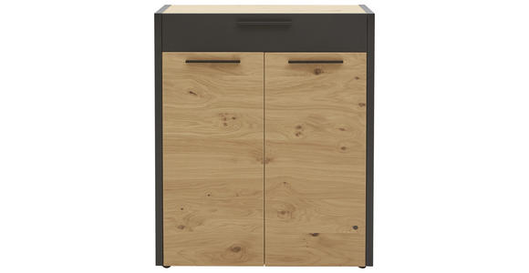 SCHUHSCHRANK 86/103/37 cm - Eichefarben/Schwarz, Design, Holz/Metall (86/103/37cm) - Dieter Knoll