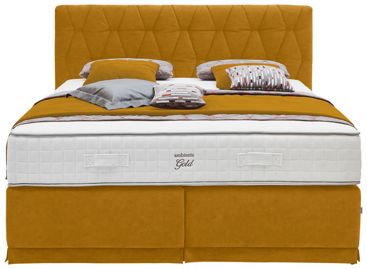 BOXSPRINGBETT 180/200 cm  in Gelb  - Gelb, Konventionell, Textil (180/200cm) - Ambiente